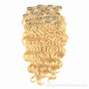 Curly human hair clip-in hair extension